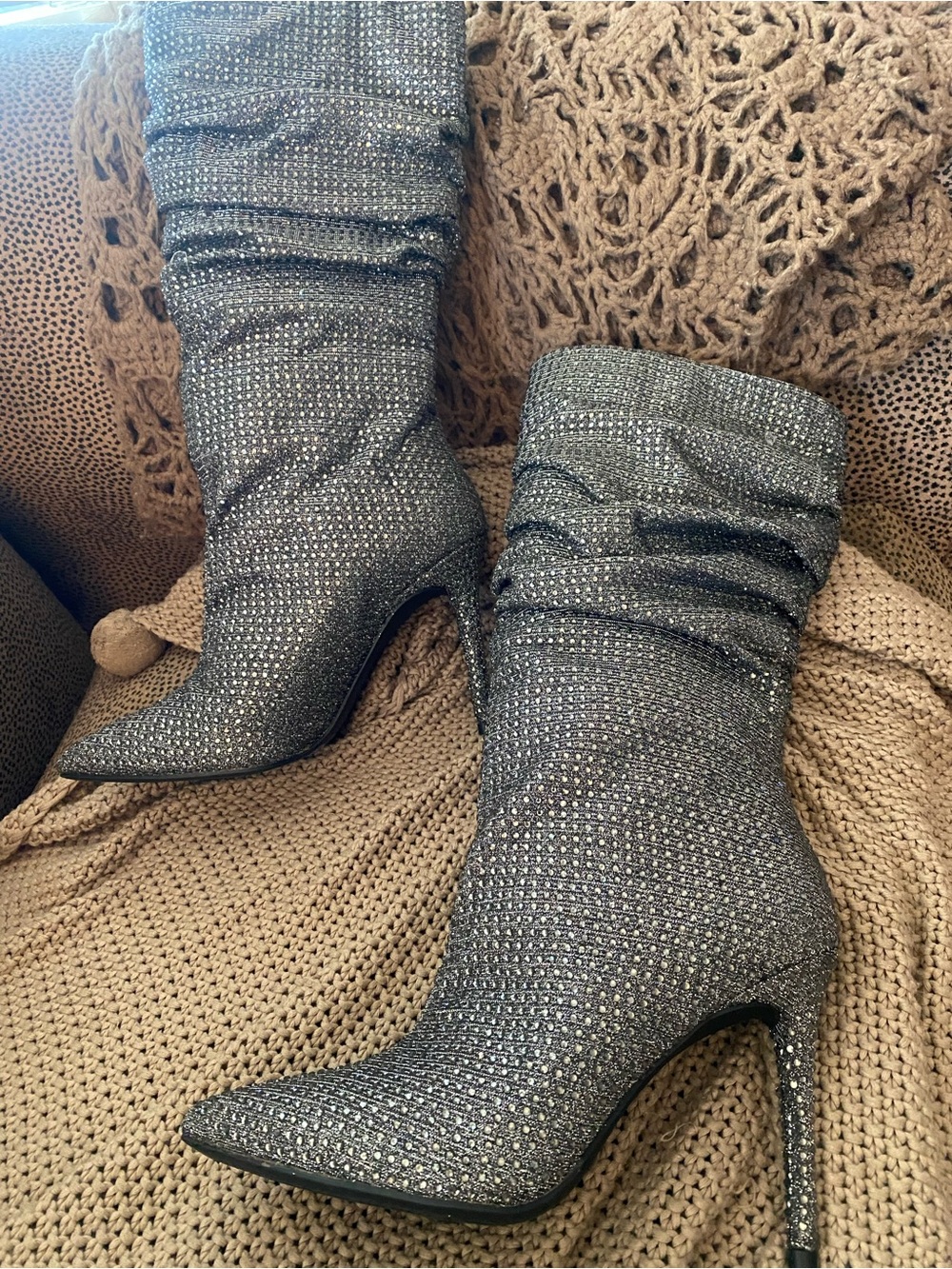 Jessica Simpson silver sequin boots 8.5 NEW